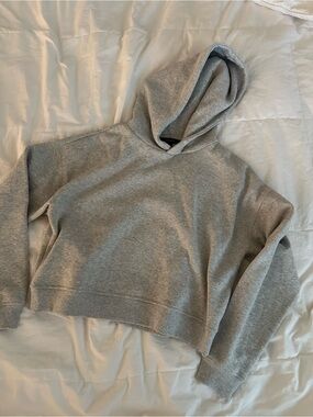 Forever 21 Light Gray Cropped Hoodie